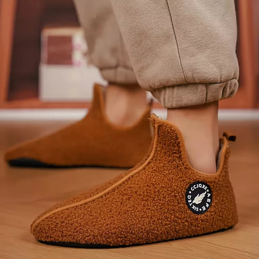 Pantofole Invernali in Peluche con Punta Chiusa e Suola Antiscivolo
