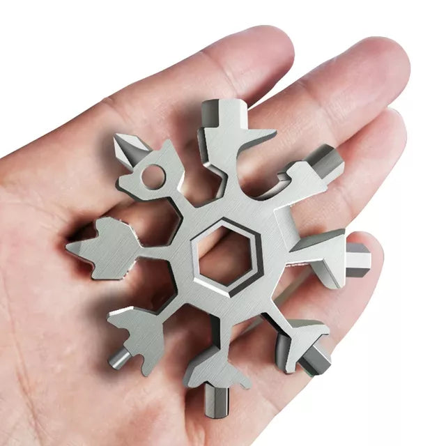Multi Strumento Tattico 18 in 1 a Forma di Fiocco di Neve - Portachiavi