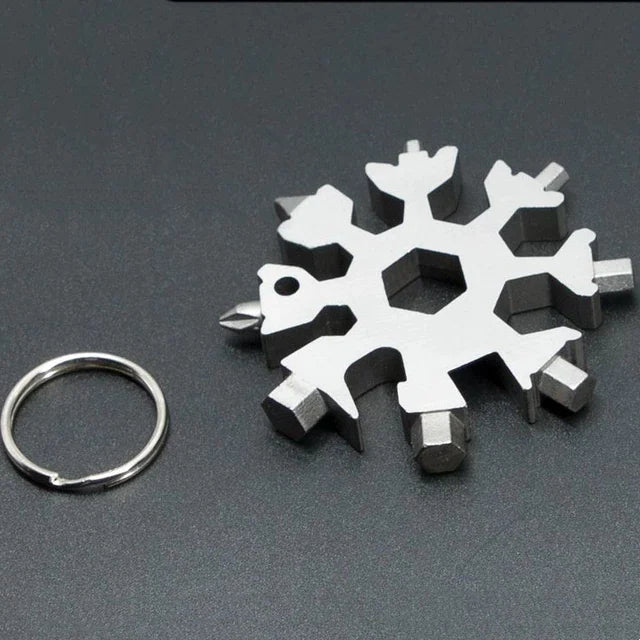 Multi Strumento Tattico 18 in 1 a Forma di Fiocco di Neve - Portachiavi