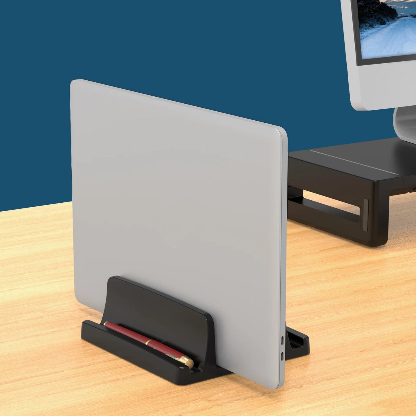 Supporto Laptop Verticale Universale con 3 Slot per MacBook e Tablet
