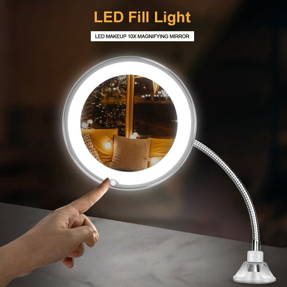 Specchio Illuminato a LED Flessibile con Ingrandimento 10X