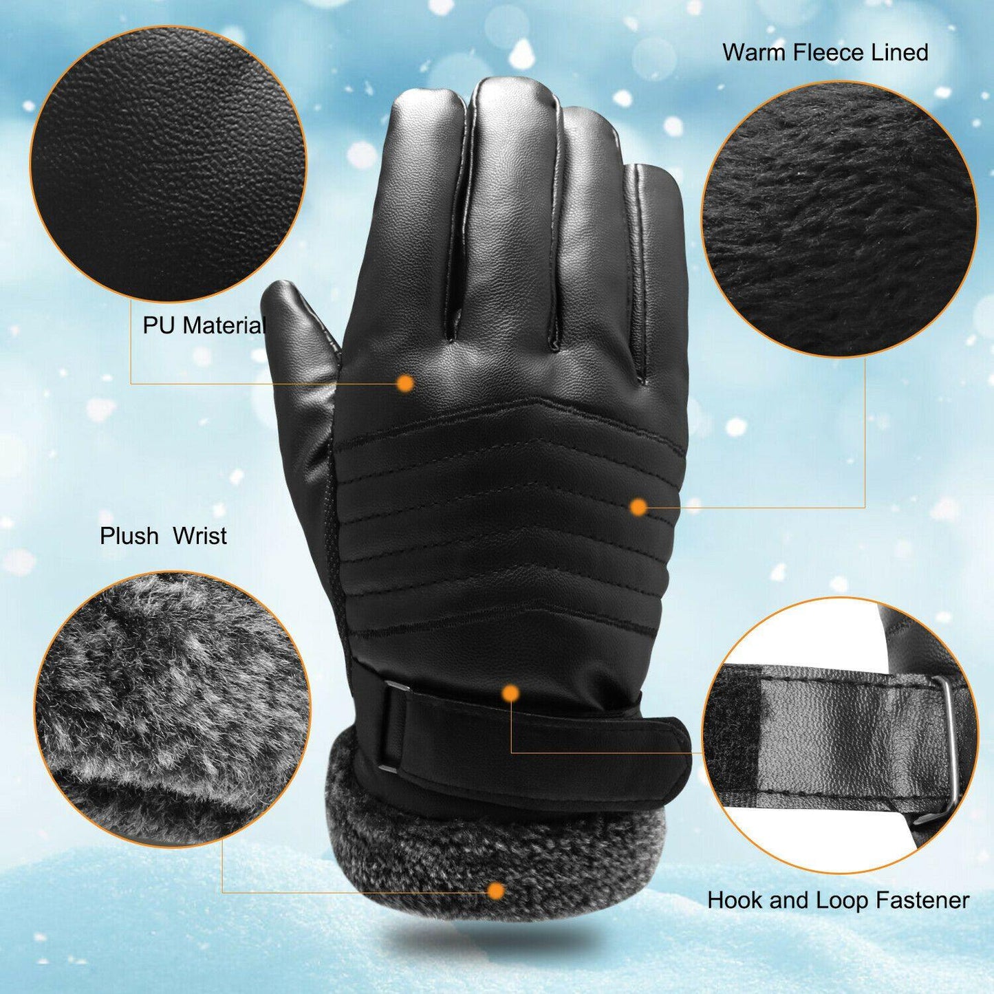 Guanti in pelle impermeabili e termici per l'inverno fino a -30℃ | Compatibili con touchscreen