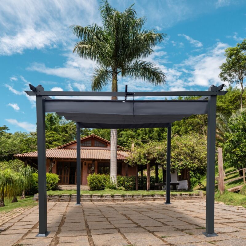 Pergola Retrattile in Alluminio per Esterni 13x10 Ft con Tettoia