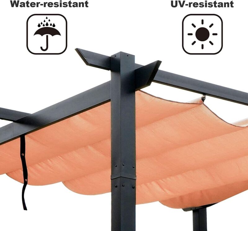 Pergola Estensibile da Esterno 10' x 10' con Telo Impermeabile in Alluminio