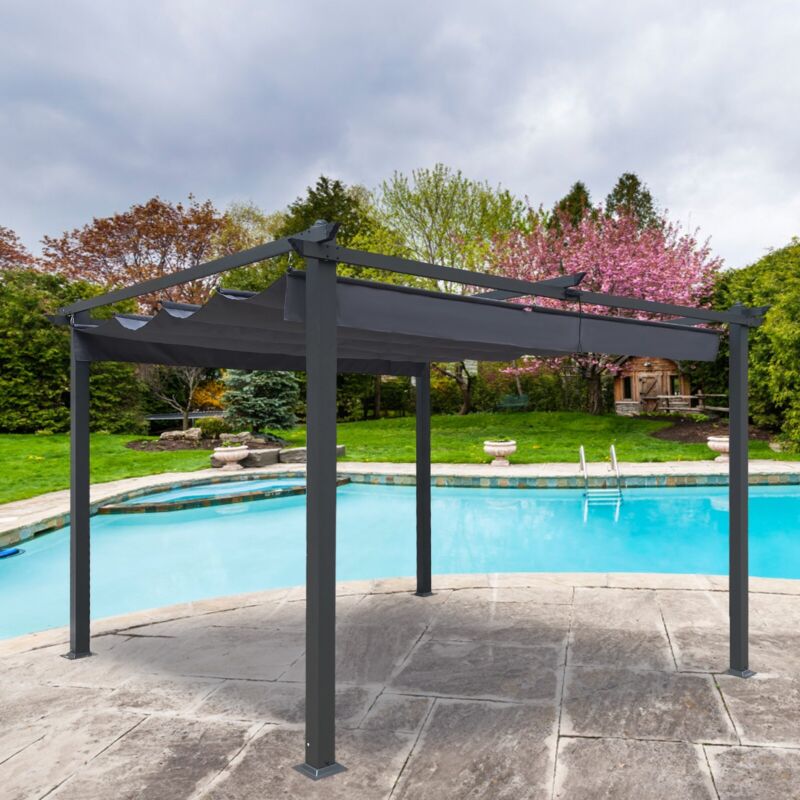 Pergola Retrattile in Alluminio per Esterni 13x10 Ft con Tettoia