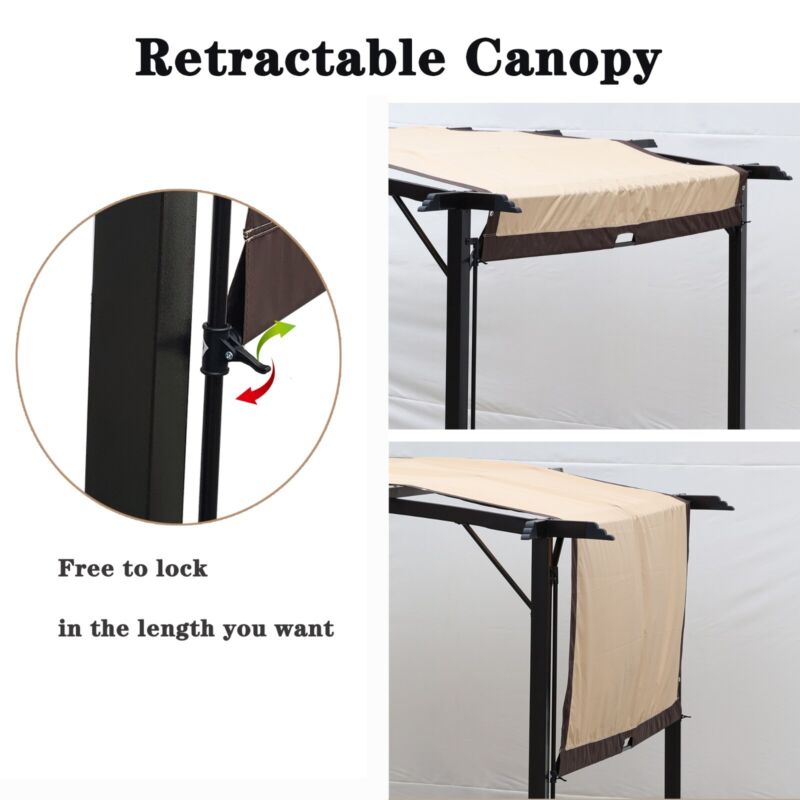 Pergola Retrattile in Acciaio 12 x 9 Piedi per Patio - Gazebo Esterno con Tenda Ombreggiante