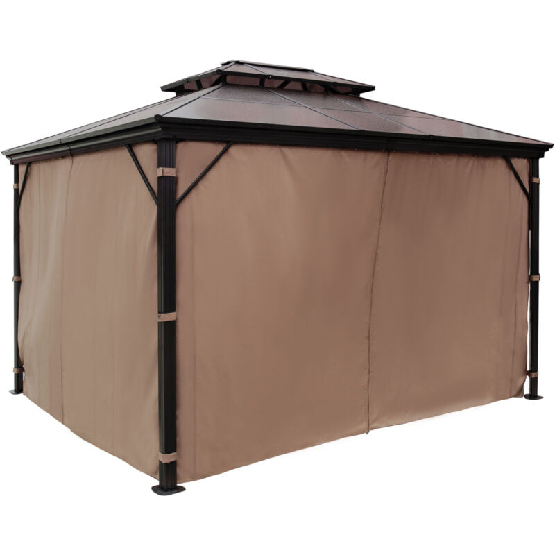 Gazebo 10x10' con Tetto Rigido in Alluminio, Struttura Resistente con Rete e Tenda