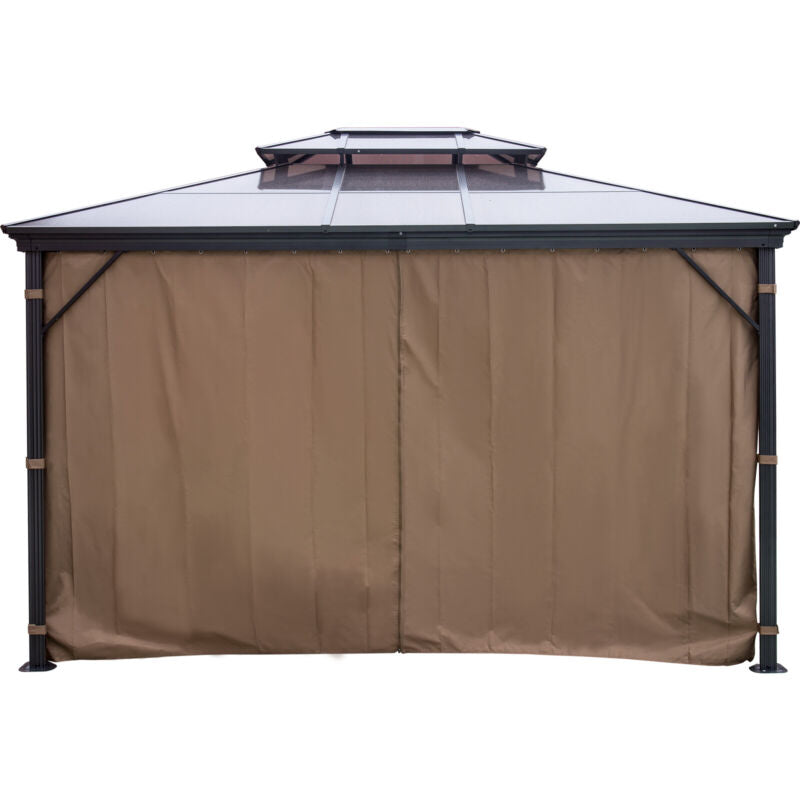 Gazebo 10x10' con Tetto Rigido in Alluminio, Struttura Resistente con Rete e Tenda