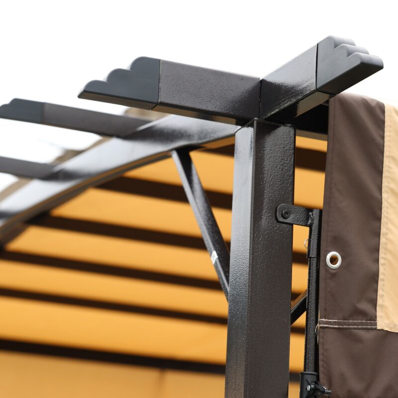 Pergola Retrattile in Acciaio 12 x 9 Piedi per Patio - Gazebo Esterno con Tenda Ombreggiante