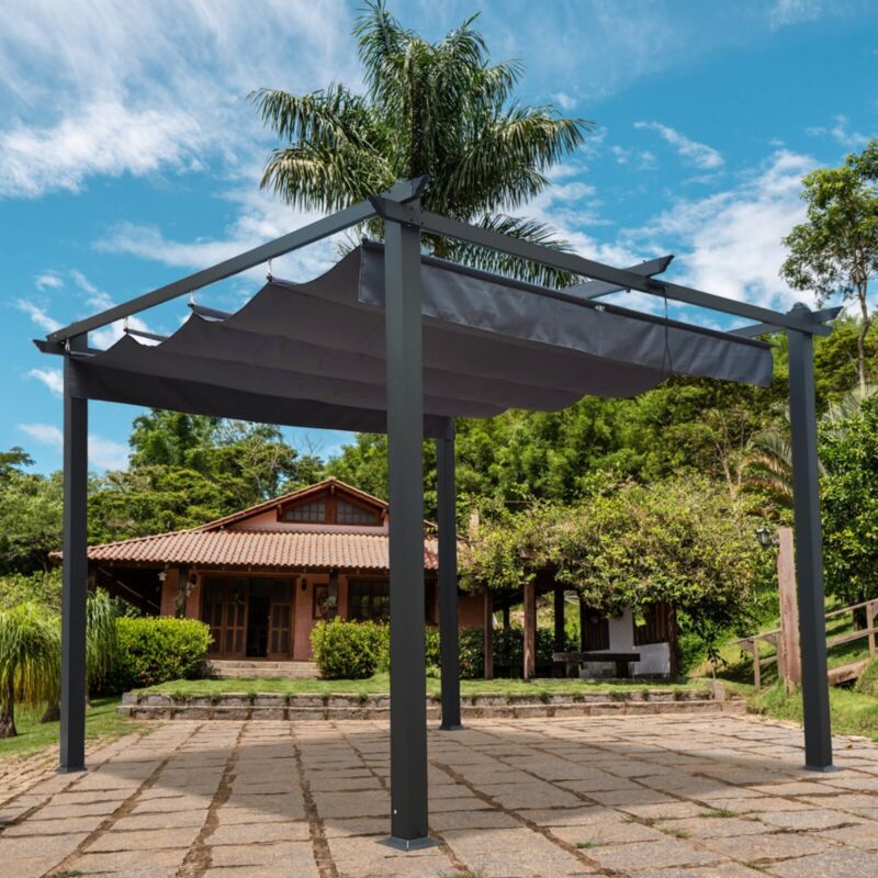 Pergola Retrattile in Alluminio per Esterni 13x10 Ft con Tettoia