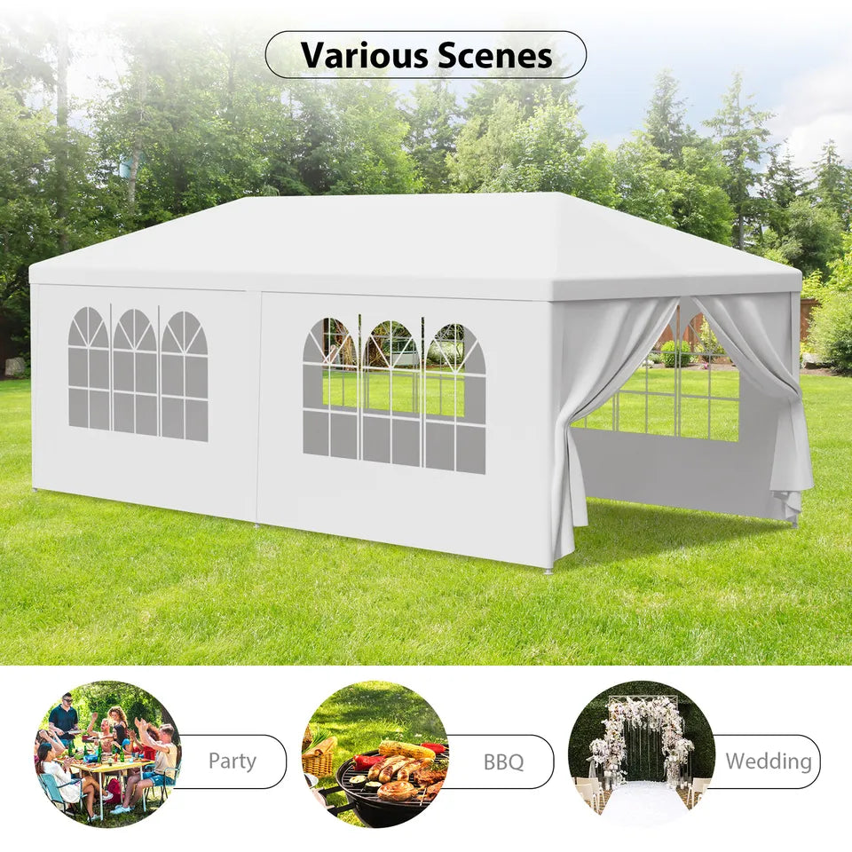 Gazebo da Giardino per Eventi 10 x 20' con 6 Pannelli Laterali