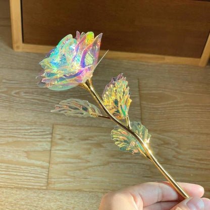Rosa Galassia Placcata in Oro Rosa 24k - Supporto Luce o Espositivo Opzionale, Durevole nel Tempo