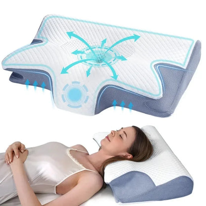 Cuscino Cervicale Ortopedico Ergonomico in Memory Foam a Forma di Farfalla