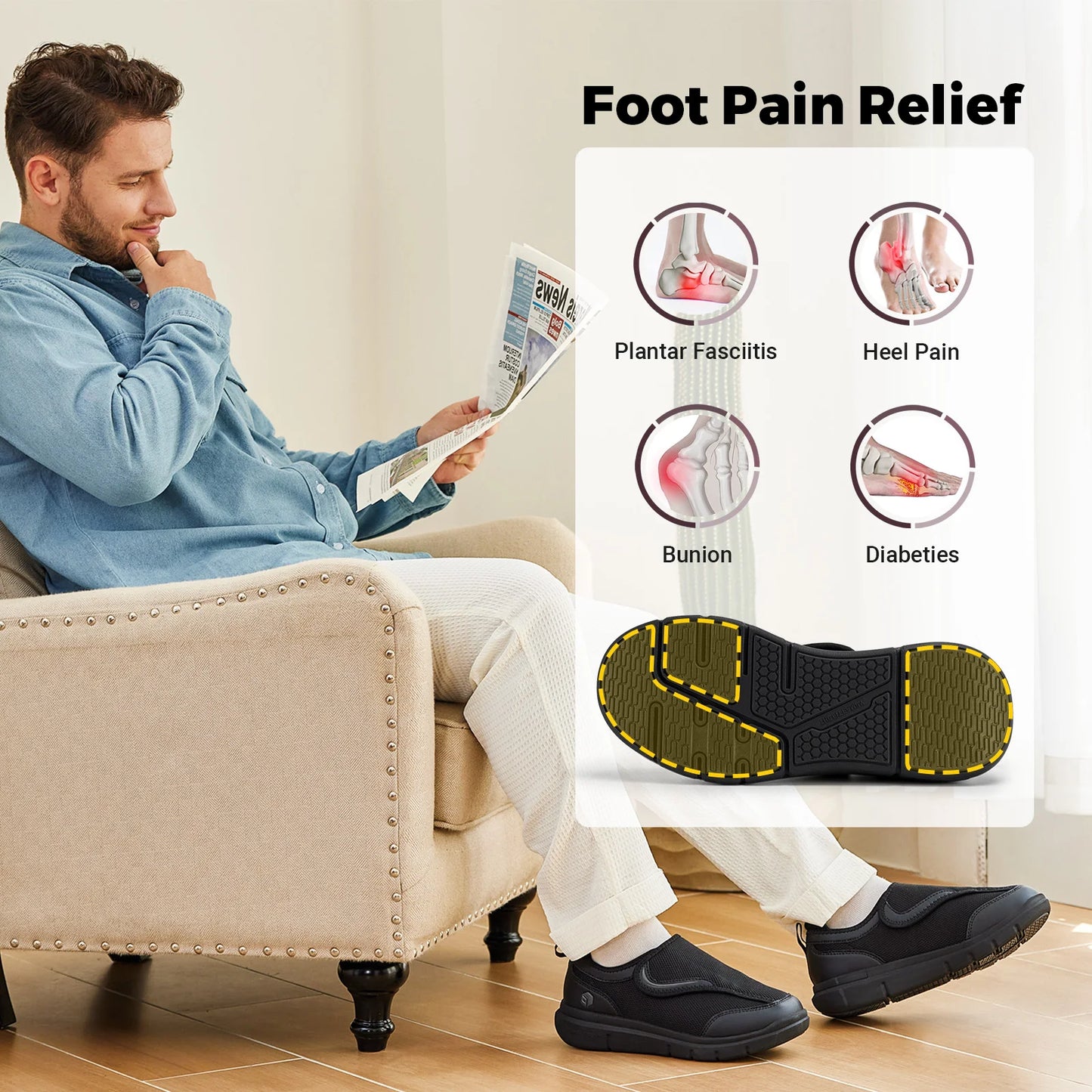 Scarpe Ortopediche Uomo Extra Larghe con Solette Ortopediche Comfort