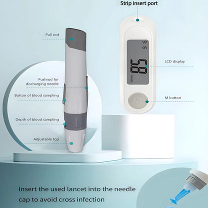Glucometro Portatile per Monitoraggio Glicemia con 50 Strisce Reattive e Lancette – Test Rapidi e Risultati Accurati