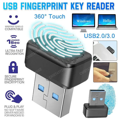 Lettore di Impronte Digitali USB per Windows con Riconoscimento a 360° – Sicurezza Biometrica per PC, Accesso Rapido e Crittografia