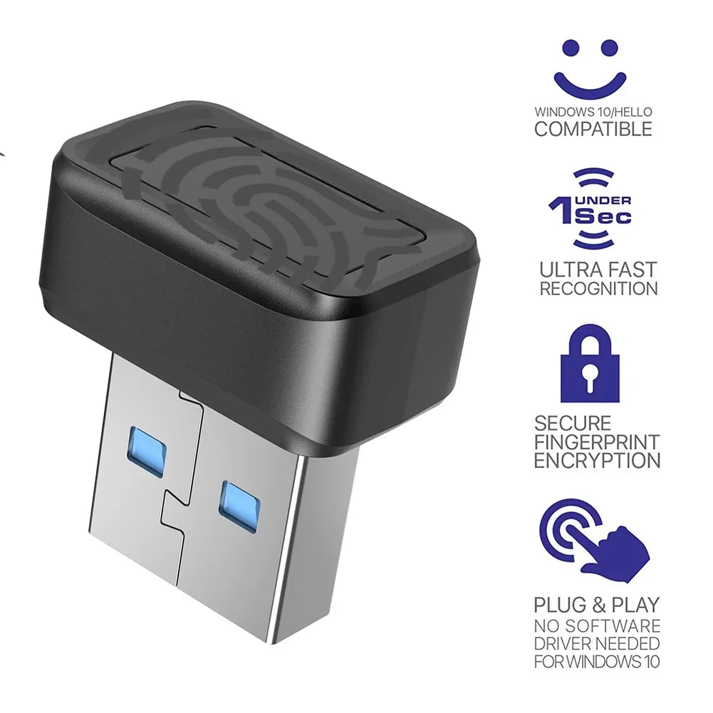 Lettore di Impronte Digitali USB per Windows con Riconoscimento a 360° – Sicurezza Biometrica per PC, Accesso Rapido e Crittografia