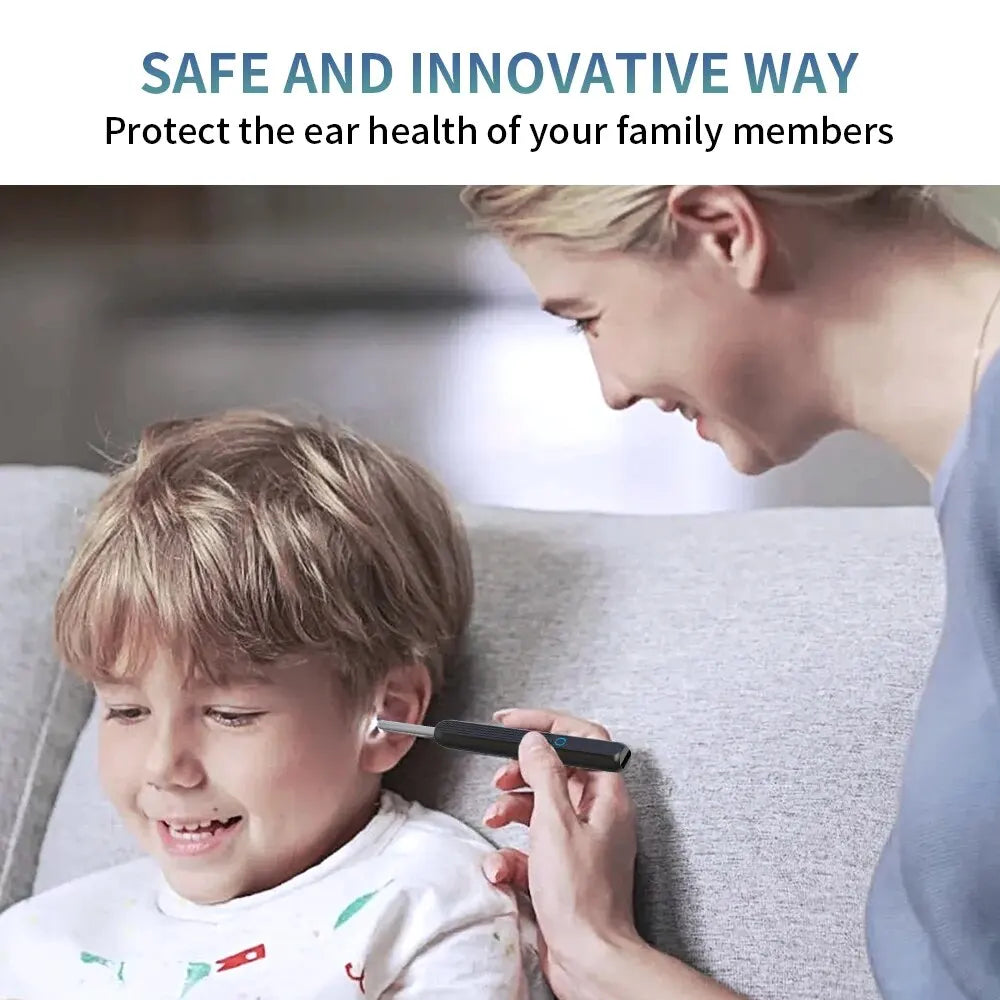 Pulitore Auricolare Wireless con Fotocamera 1296P, Ricarica USB-C e WiFi