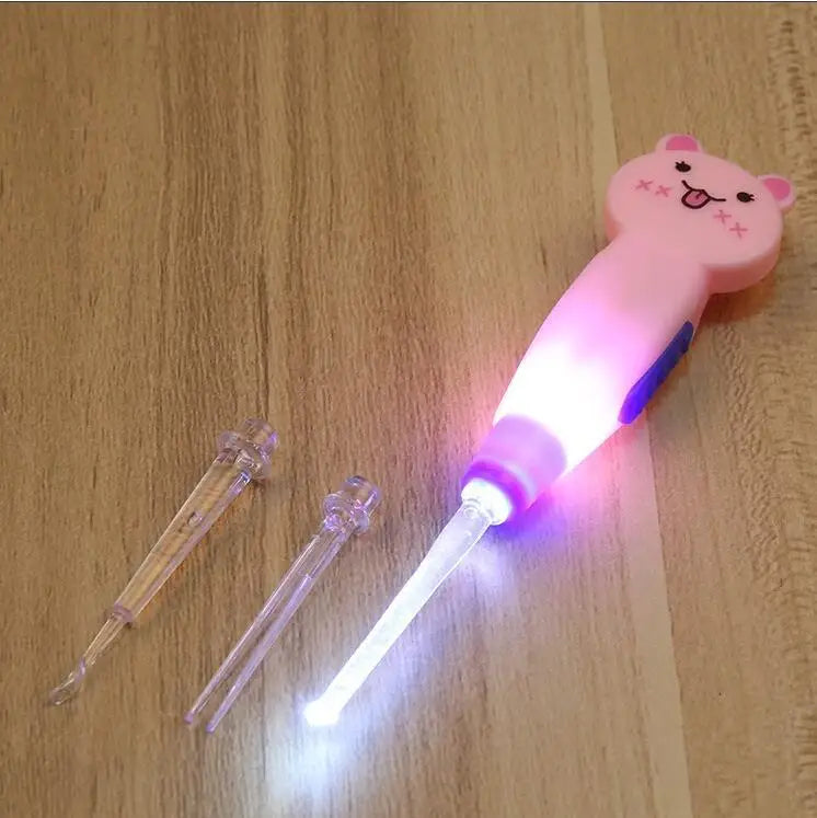 Pulitore Orecchie con Torcia LED per Bambini - Design Divertente e Sicuro