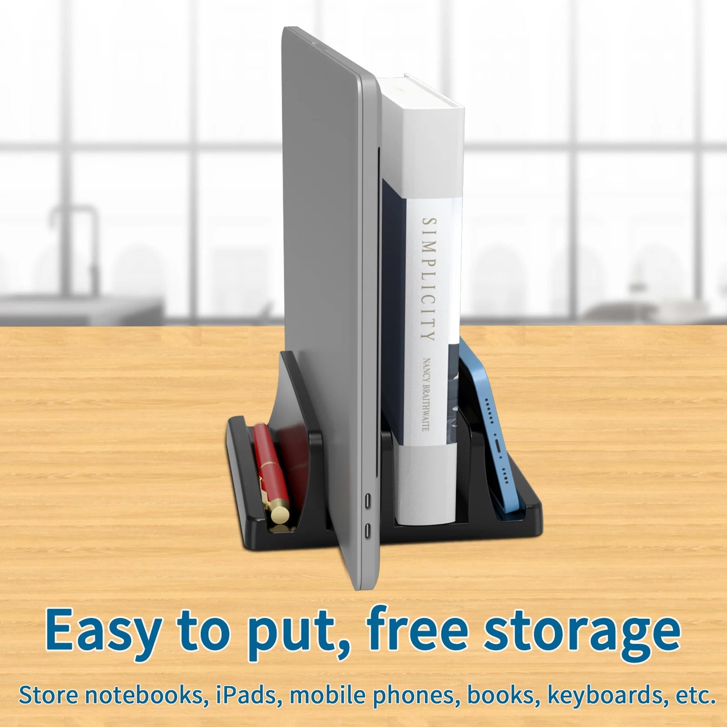 Supporto Laptop Verticale Universale con 3 Slot per MacBook e Tablet