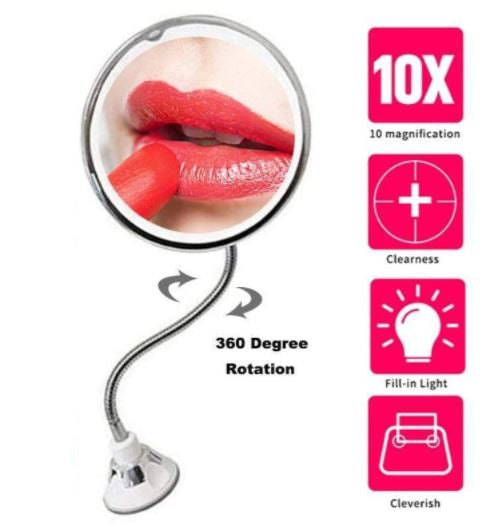 Specchio Illuminato a LED Flessibile con Ingrandimento 10X