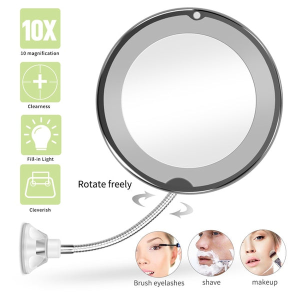 Specchio Illuminato a LED Flessibile con Ingrandimento 10X