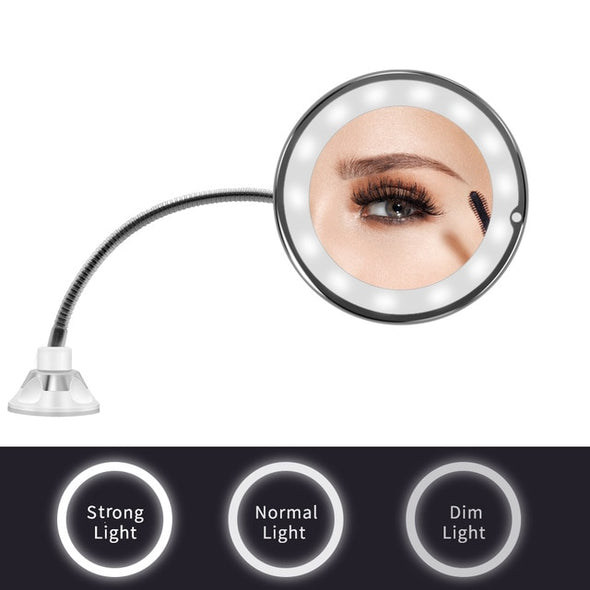 Specchio Illuminato a LED Flessibile con Ingrandimento 10X