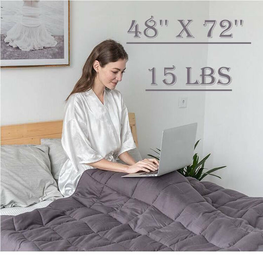 Coperta Ponderata Traspirante da 15 lbs - 48 x 72" per Ridurre lo Stress e Favorire un Sonno Ristoratore