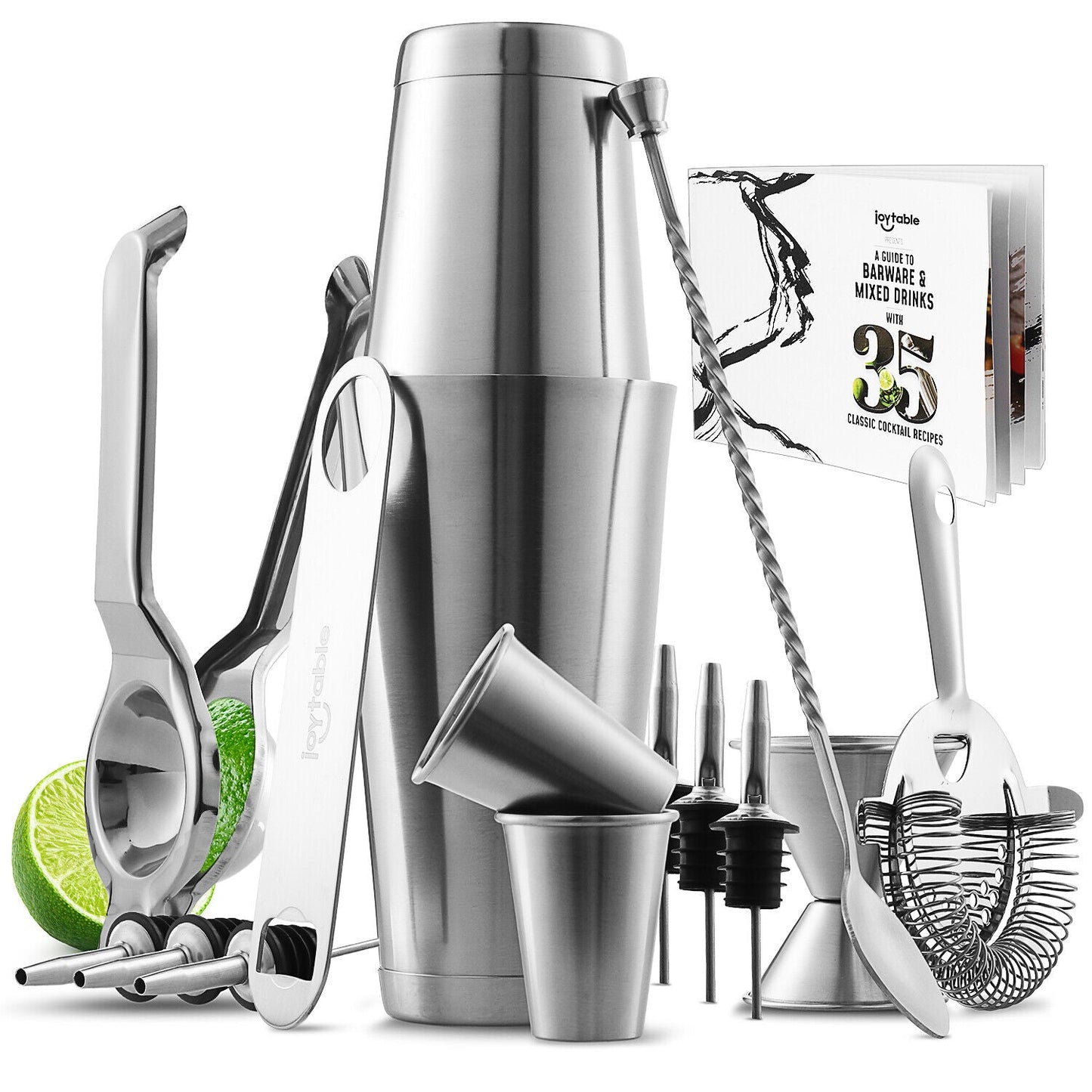 Set Completo da Barista di 16 Pezzi con Attrezzi per Cocktail