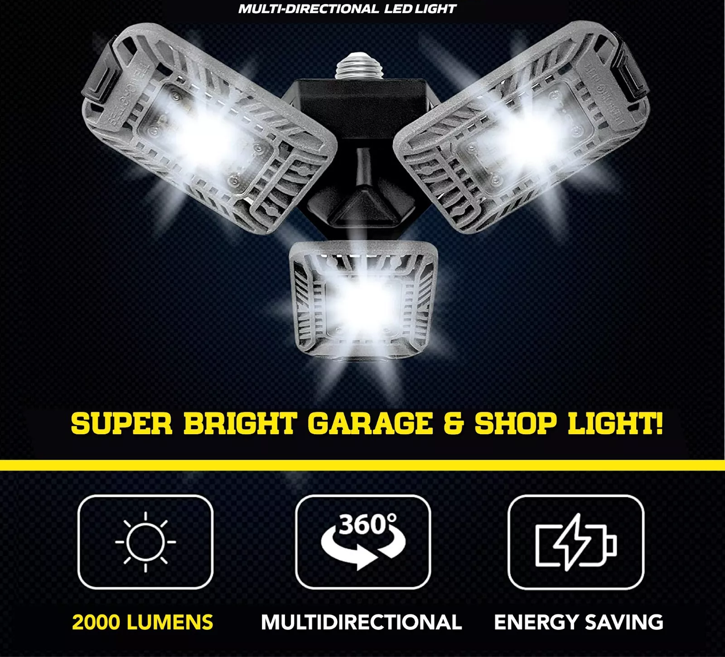 2000 Lumen Lampada da Soffitto LED Multi-Direzionale a 3 Pannelli