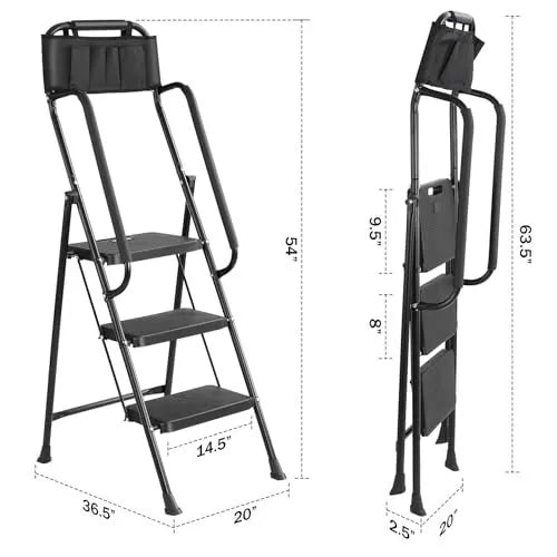 Scala a Tre Gradini con Maniglie - Capacità di 150 kg