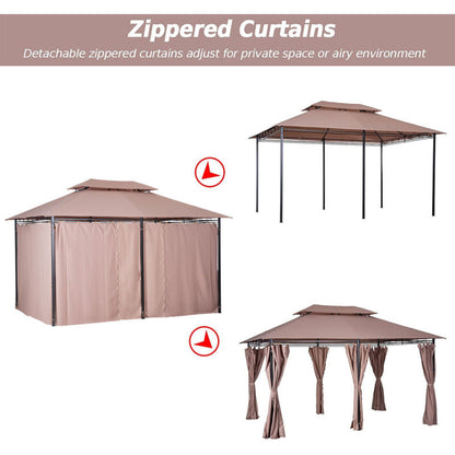 Gazebo da Giardino Ventilato in Acciaio a 2 Livelli 10'x13' per Feste BBQ