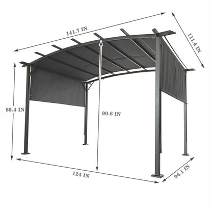 Pergola Retrattile in Acciaio 12 x 9 Piedi per Patio - Gazebo Esterno con Tenda Ombreggiante