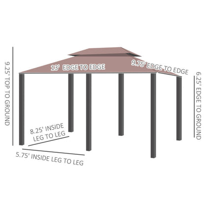 Gazebo da Giardino Ventilato in Acciaio a 2 Livelli 10'x13' per Feste BBQ