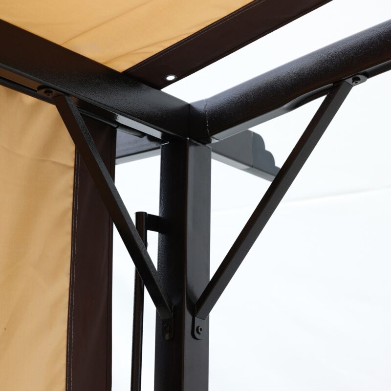 Pergola Retrattile in Acciaio 12 x 9 Piedi per Patio - Gazebo Esterno con Tenda Ombreggiante