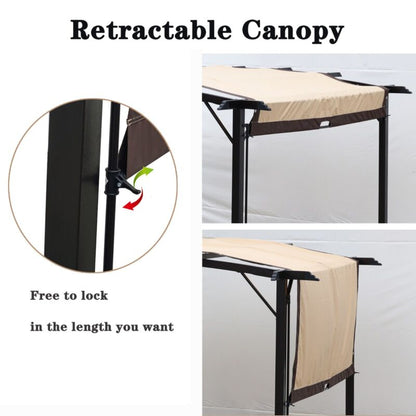 Pergola Retrattile in Acciaio 12 x 9 Piedi per Patio - Gazebo Esterno con Tenda Ombreggiante