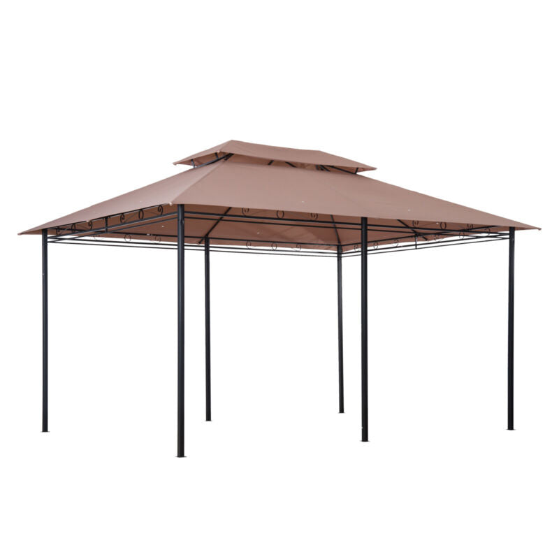 Gazebo da Giardino Ventilato in Acciaio a 2 Livelli 10'x13' per Feste BBQ