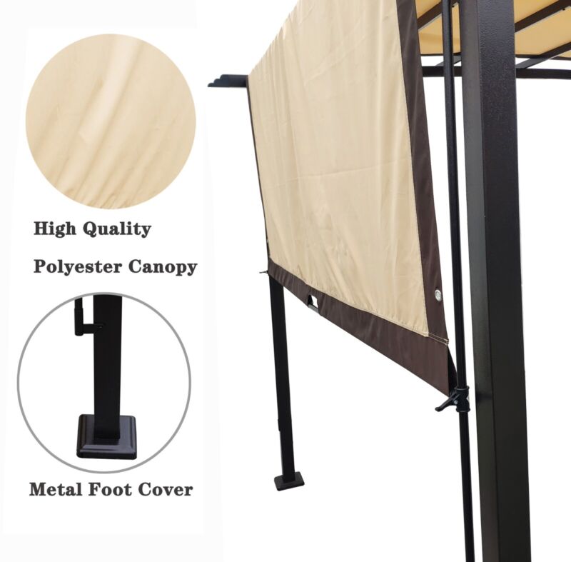 Pergola Retrattile in Acciaio 12 x 9 Piedi per Patio - Gazebo Esterno con Tenda Ombreggiante