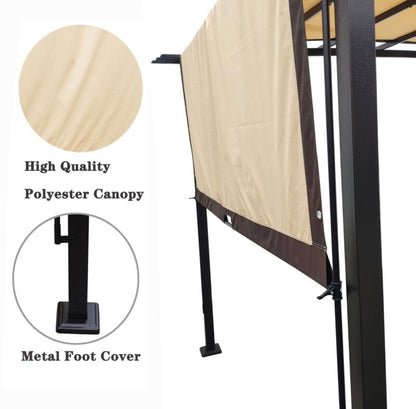 Pergola Retrattile in Acciaio 12 x 9 Piedi per Patio - Gazebo Esterno con Tenda Ombreggiante