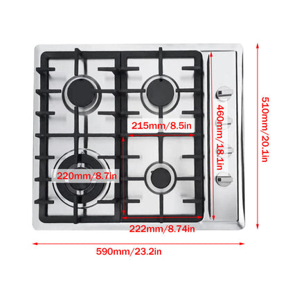 Incasso Cucina a Gas da 23'' con 4 Fuochi per Gas LPG/NG