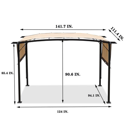 Pergola Retrattile in Acciaio 12 x 9 Piedi per Patio - Gazebo Esterno con Tenda Ombreggiante