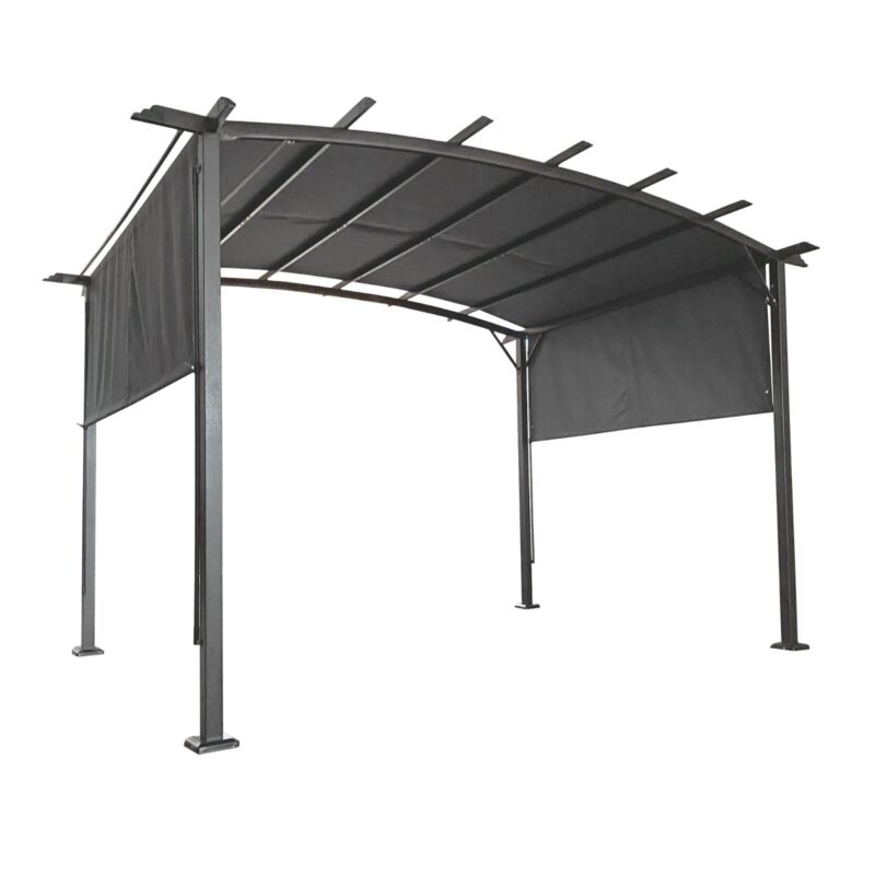 Pergola Retrattile in Acciaio 12 x 9 Piedi per Patio - Gazebo Esterno con Tenda Ombreggiante