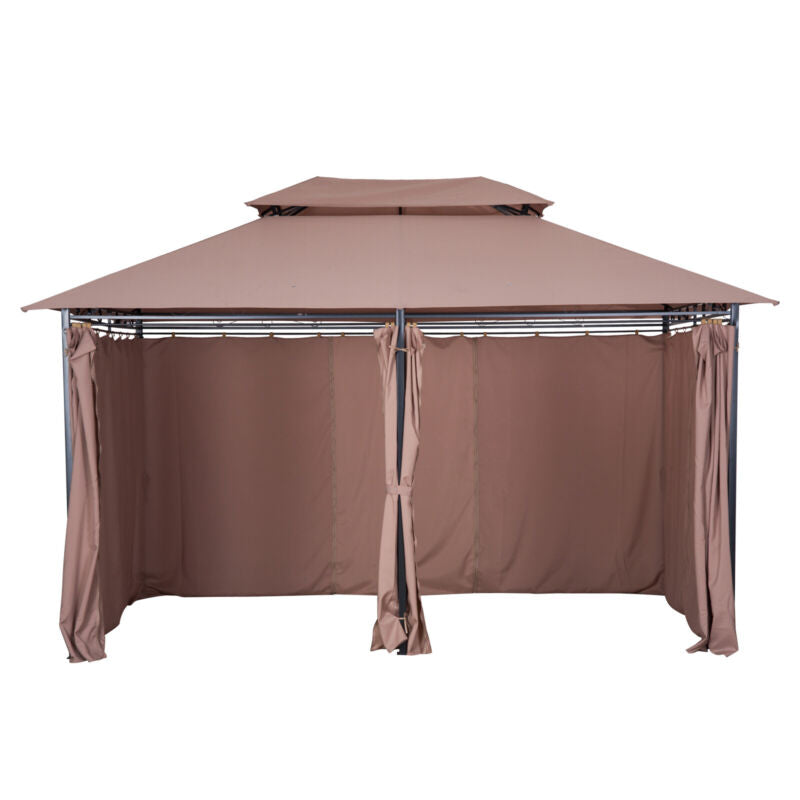 Gazebo da Giardino Ventilato in Acciaio a 2 Livelli 10'x13' per Feste BBQ