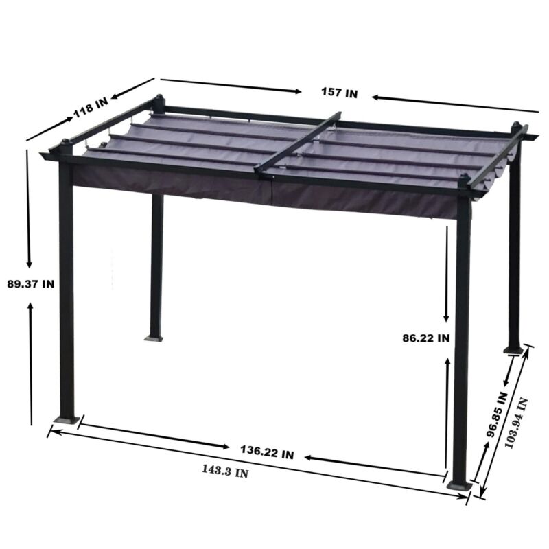 Pergola Retrattile in Alluminio per Esterni 13x10 Ft con Tettoia