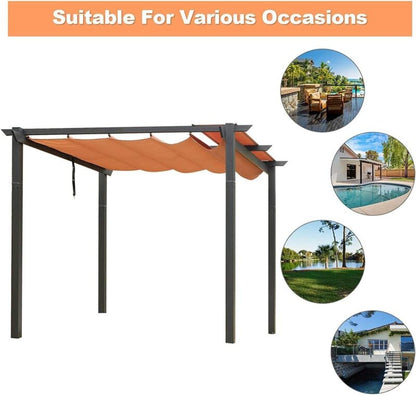 Pergola Estensibile da Esterno 10' x 10' con Telo Impermeabile in Alluminio