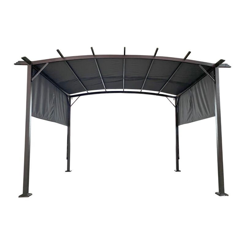 Pergola Retrattile in Acciaio 12 x 9 Piedi per Patio - Gazebo Esterno con Tenda Ombreggiante