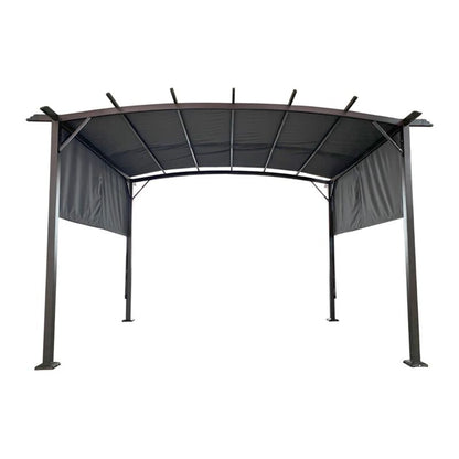Pergola Retrattile in Acciaio 12 x 9 Piedi per Patio - Gazebo Esterno con Tenda Ombreggiante