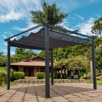 Pergola Retrattile in Alluminio per Esterni 13x10 Ft con Tettoia
